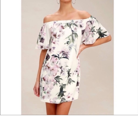 Lulus Dream of you off shoulder shift dress - Picture 5 of 7